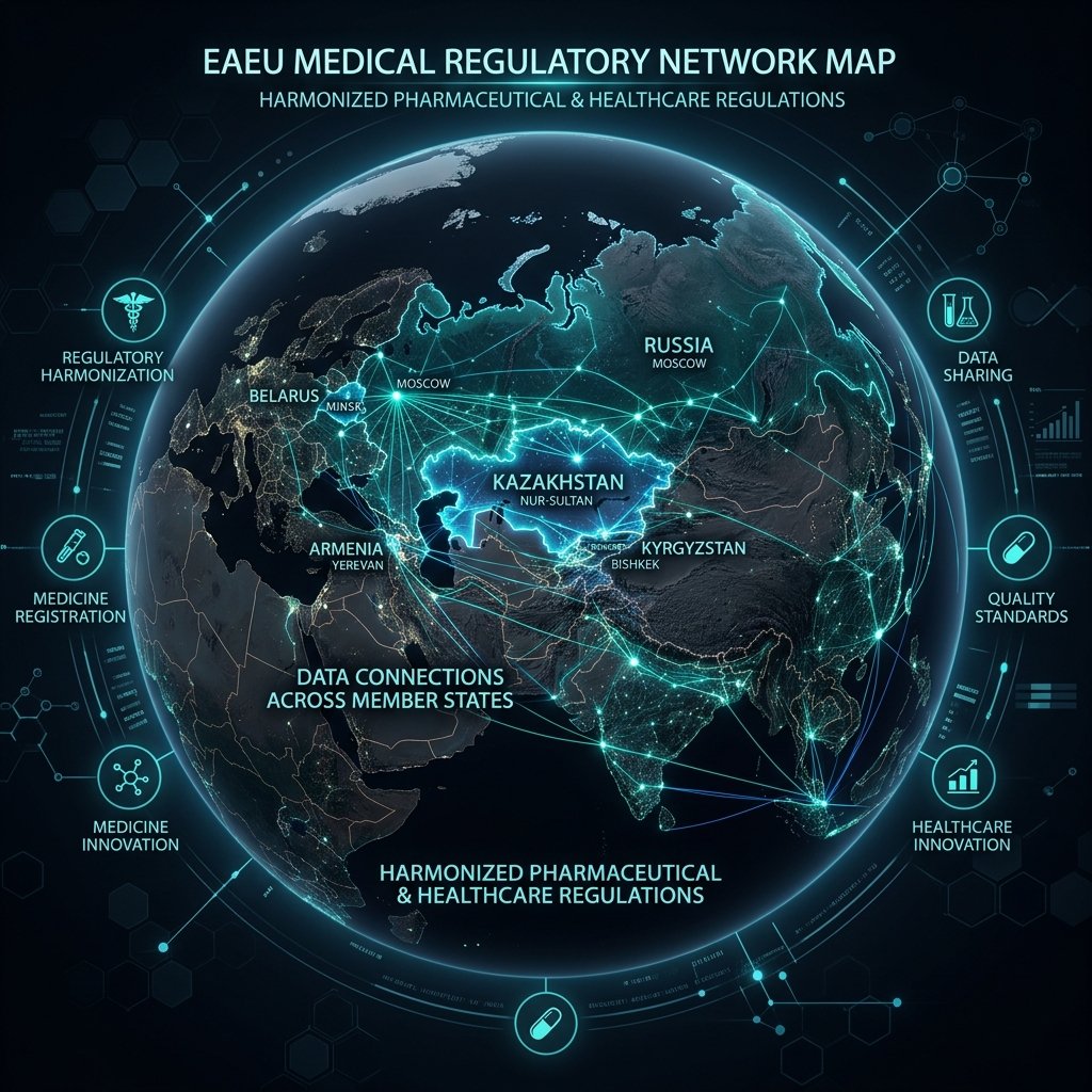 EAEU regional network map with Kazakhstan highlighted